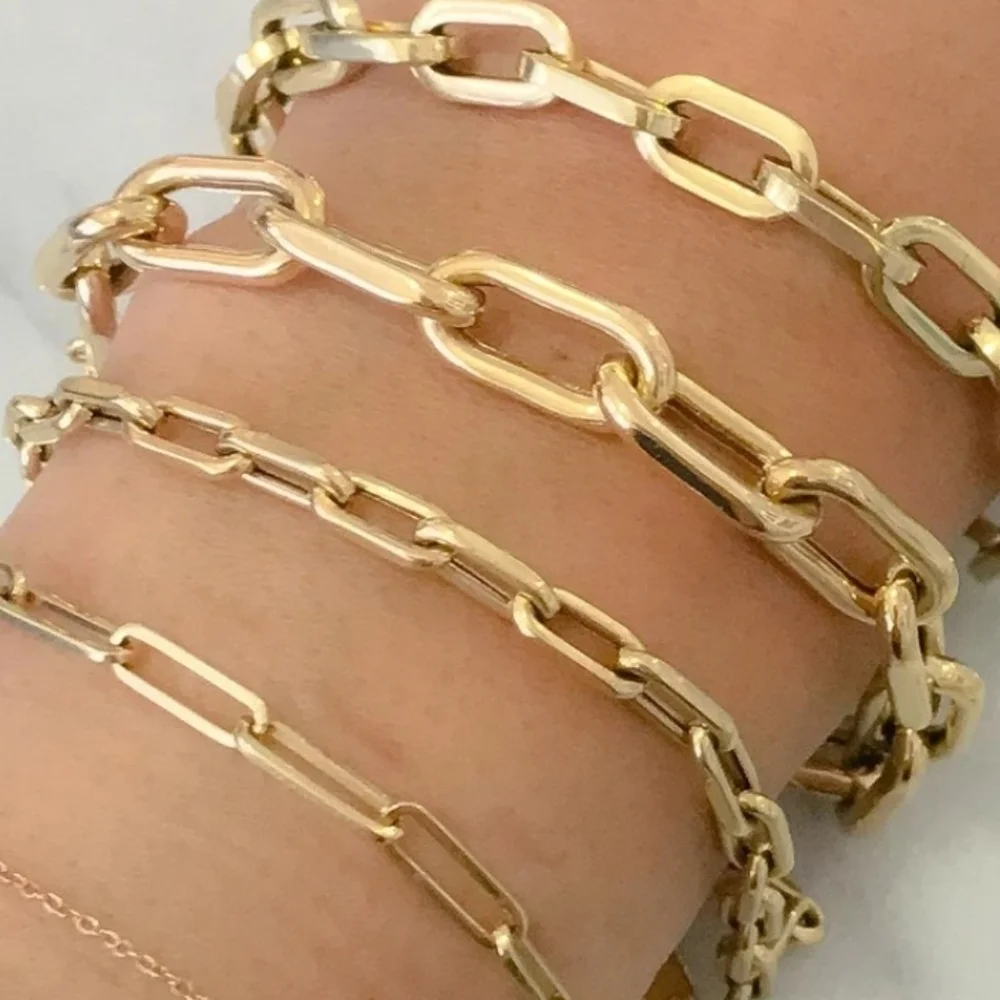 NEW 14k‎ Gold-Plated Paperclip Adjustable Bangle Bracelet